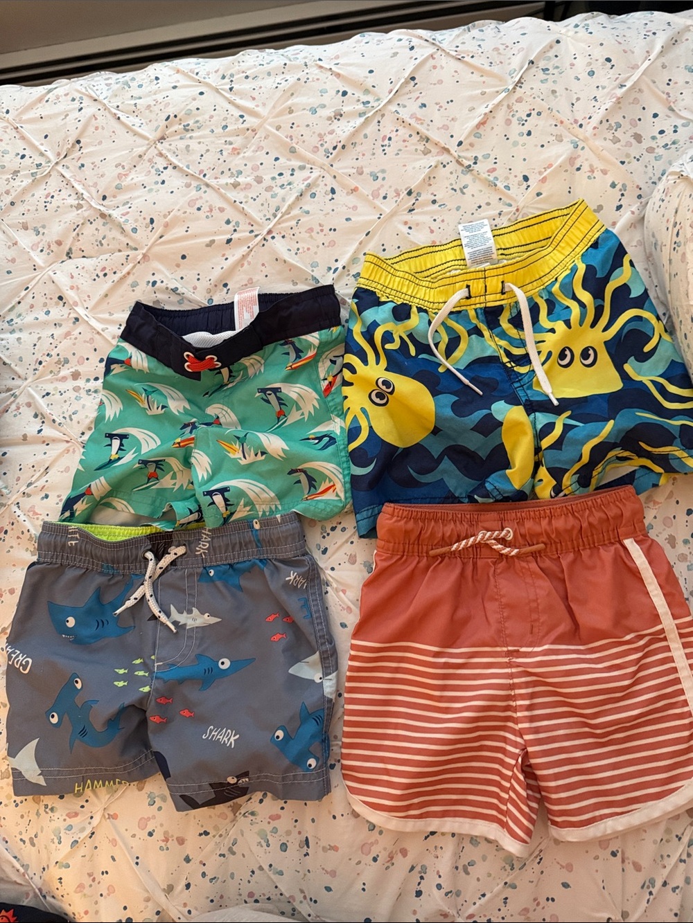 Boys 4-Pair Swim Trunk Bundle - Sharks, Octopus & Stripes